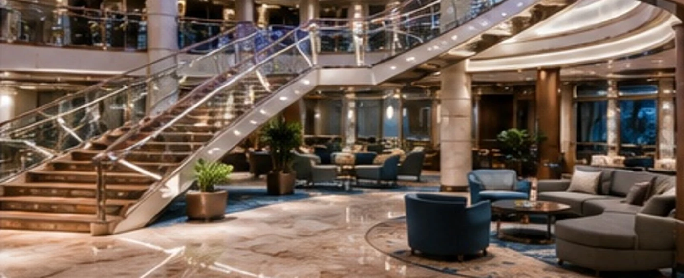 Cruise ship public lounge and atrium